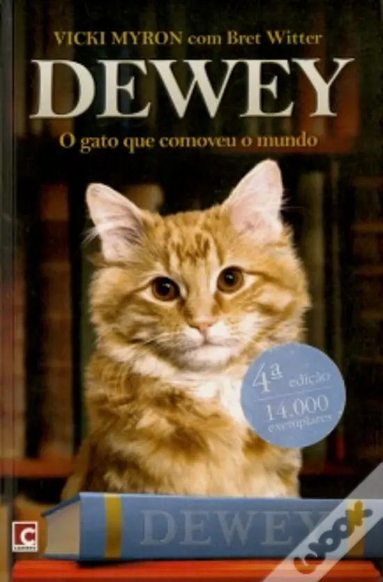 Capa do livro Dewey, O gato que comoveu o mundo de Vicki Myron com Bret Witter - Clica na imagem para comprar com o nosso link de afiliado este, ou outros livros sobre gatos!